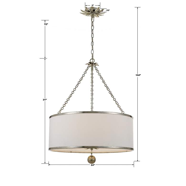 Image 7 Crystorama Broche 24" Wide Antique Silver Drum Chandelier more views