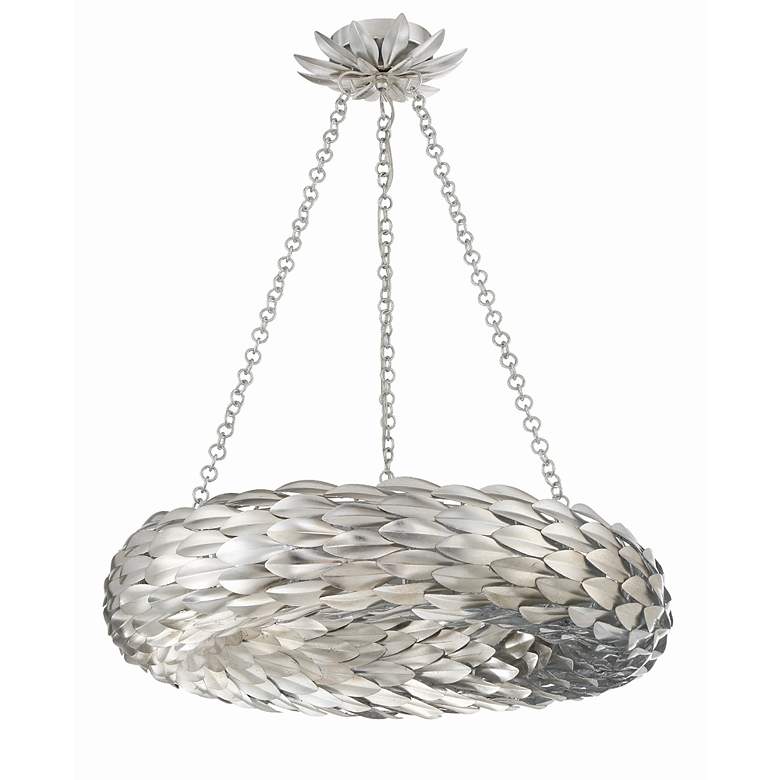 Image 2 Crystorama Broche 24" Wide Antique Silver Pendant Light more views