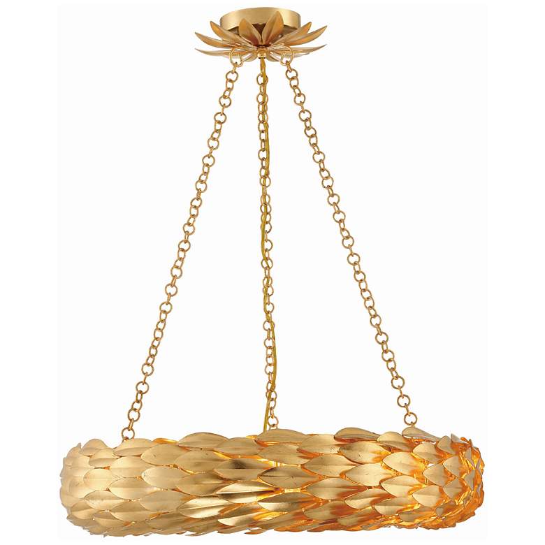 Image 1 Crystorama Broche 24"W Antique Gold Ring-Round Pendant Light