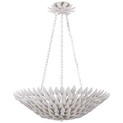 Crystorama Broche 26 1/2&quot;W Leaves White Pendant Light