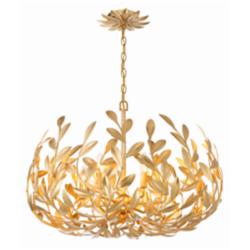 Crystorama Broche 27" Wide Antique Gold 6-Light Chandelier