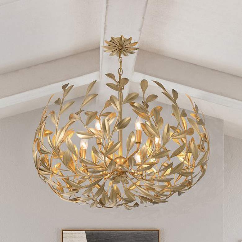 Image 7 Crystorama Broche 27" Wide Antique Gold 6-Light Chandelier more views
