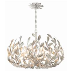 Crystorama Broche 27" Wide Antique Silver 6-Light Chandelier