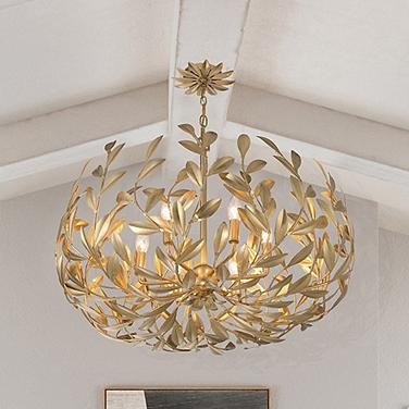 Crystorama Broche 27" Wide Antique Gold 6-Light Chandelier
