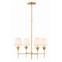 Crystorama Broche 28" Wide Antique Gold 4-Light Chandelier