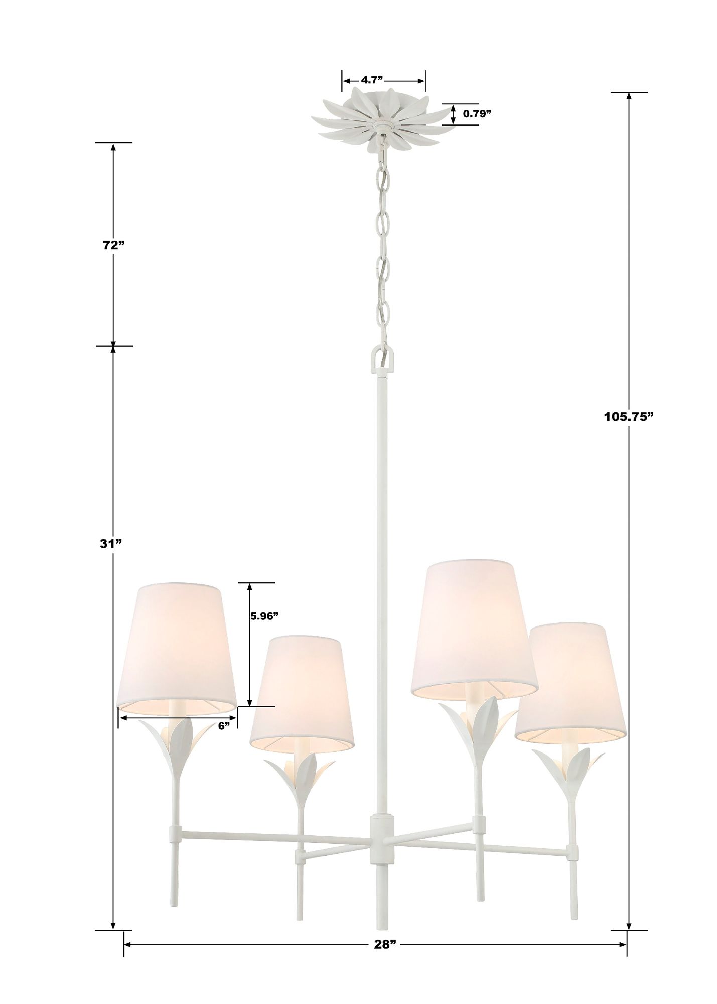 Crystorama Broche 28'' Matte White Chandelier
