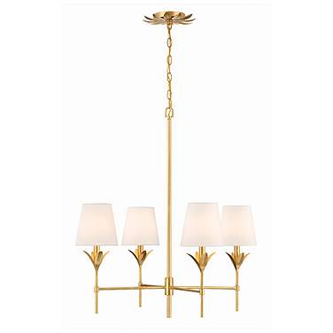 Crystorama Broche 28" Wide Antique Gold 4-Light Chandelier