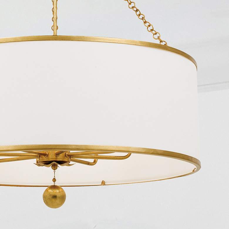 Image 4 Crystorama Broche 29" Wide Antique Gold Drum Chandelier more views