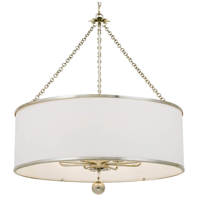 Image 2 Crystorama Broche 29" Wide Antique Silver Drum Chandelier