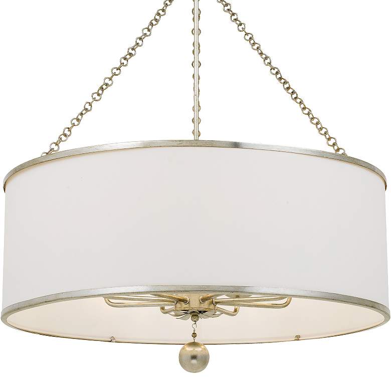 Image 4 Crystorama Broche 29" Wide Antique Silver Drum Chandelier more views