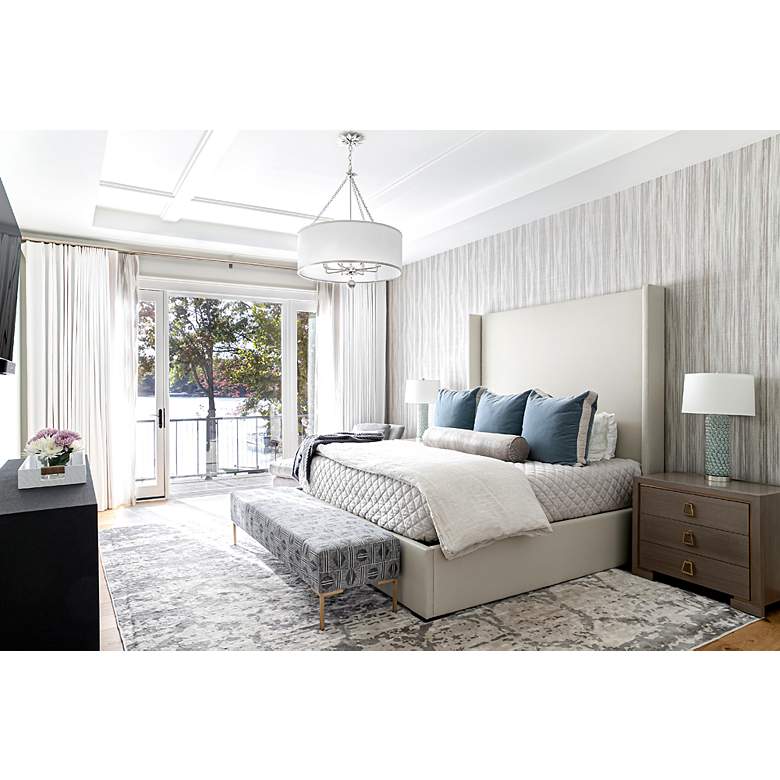 Image 6 Crystorama Broche 29" Wide Antique Silver Drum Chandelier more views