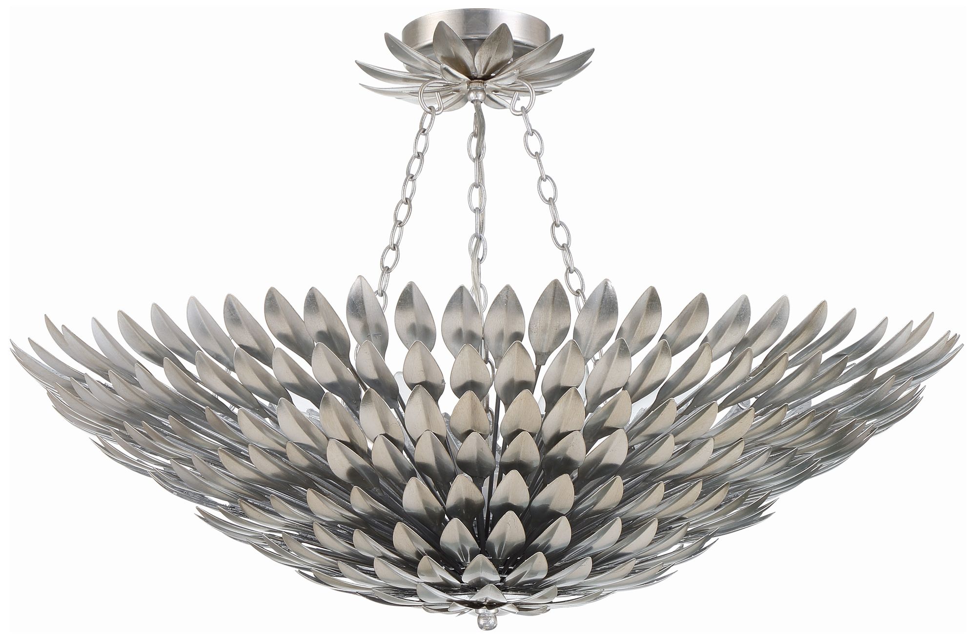 Crystorama Broche 30'' Antique Silver Semi Flush Mount
