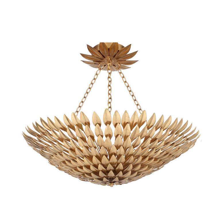 Image 3 Crystorama Broche 30" Wide Antique Gold Pendant Light more views