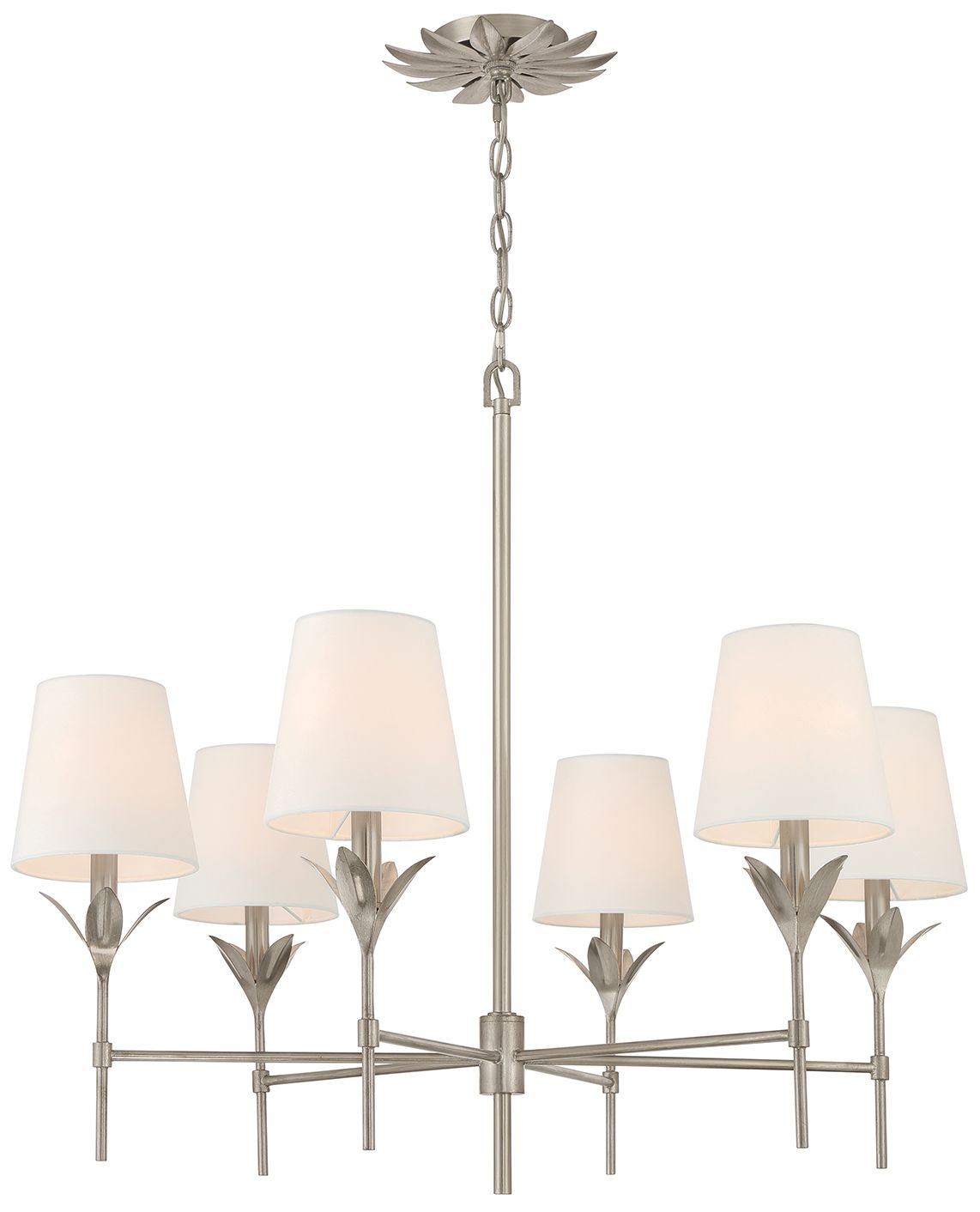 Crystorama Broche 32" Wide Antique Silver 6-Light Chandelier