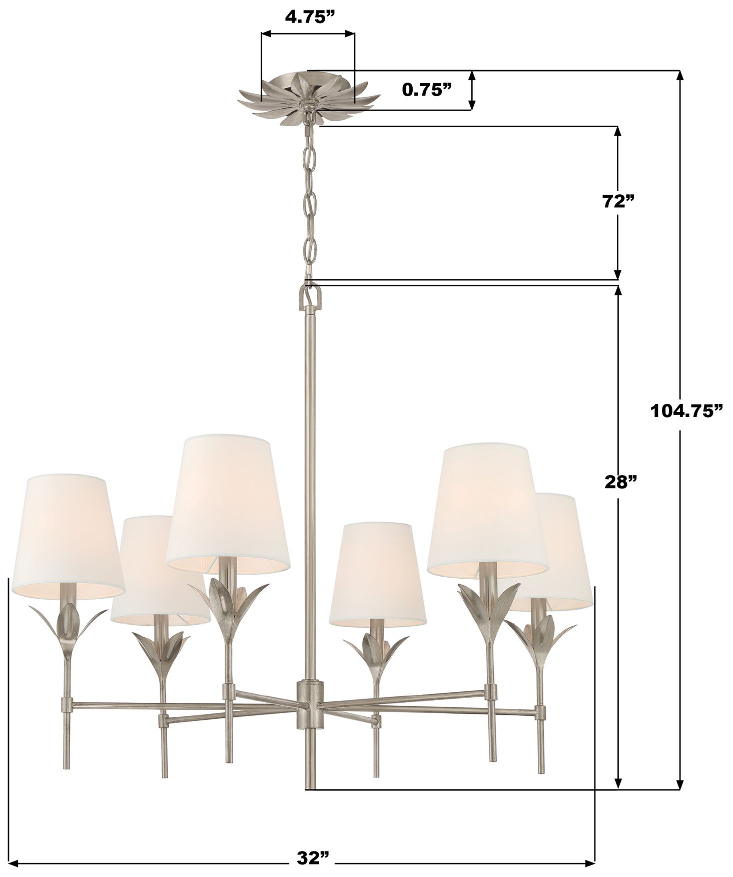 Image 7 Crystorama Broche 32" Wide Antique Silver 6-Light Chandelier more views