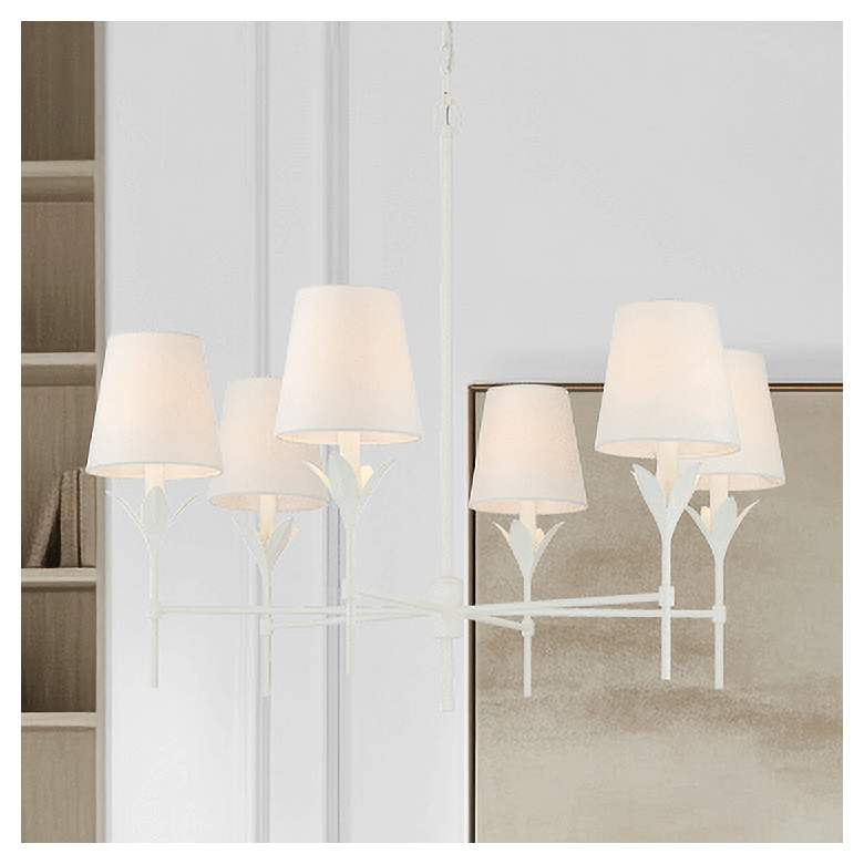 Image 1 Crystorama Broche 32" Wide Matte White 6-Light Chandelier