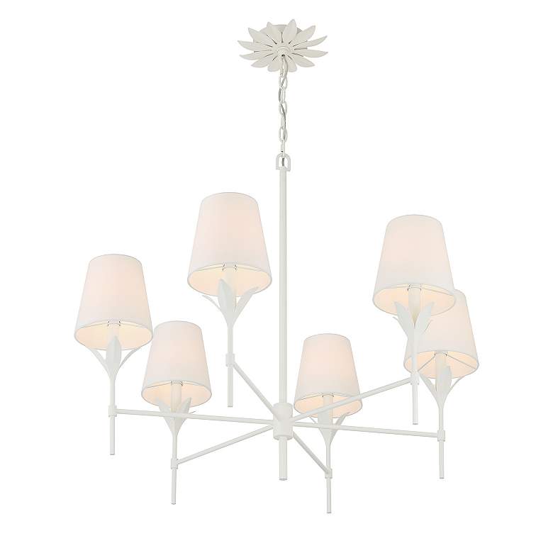 Image 5 Crystorama Broche 32" Wide Matte White 6-Light Chandelier more views