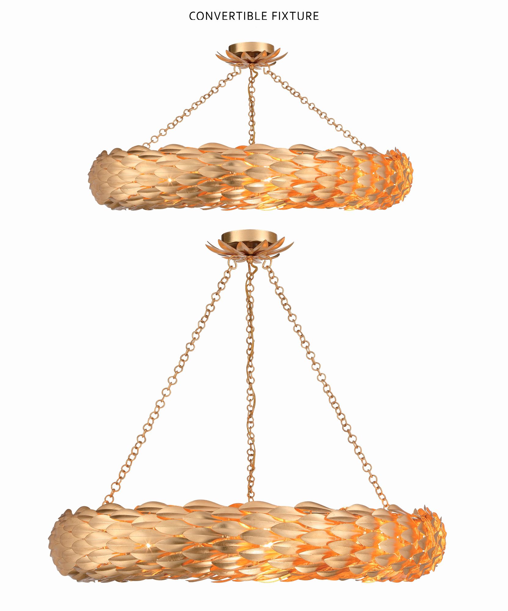 Image 6 Crystorama Broche 33.5'' Antique Gold Semi Flush Mount more views