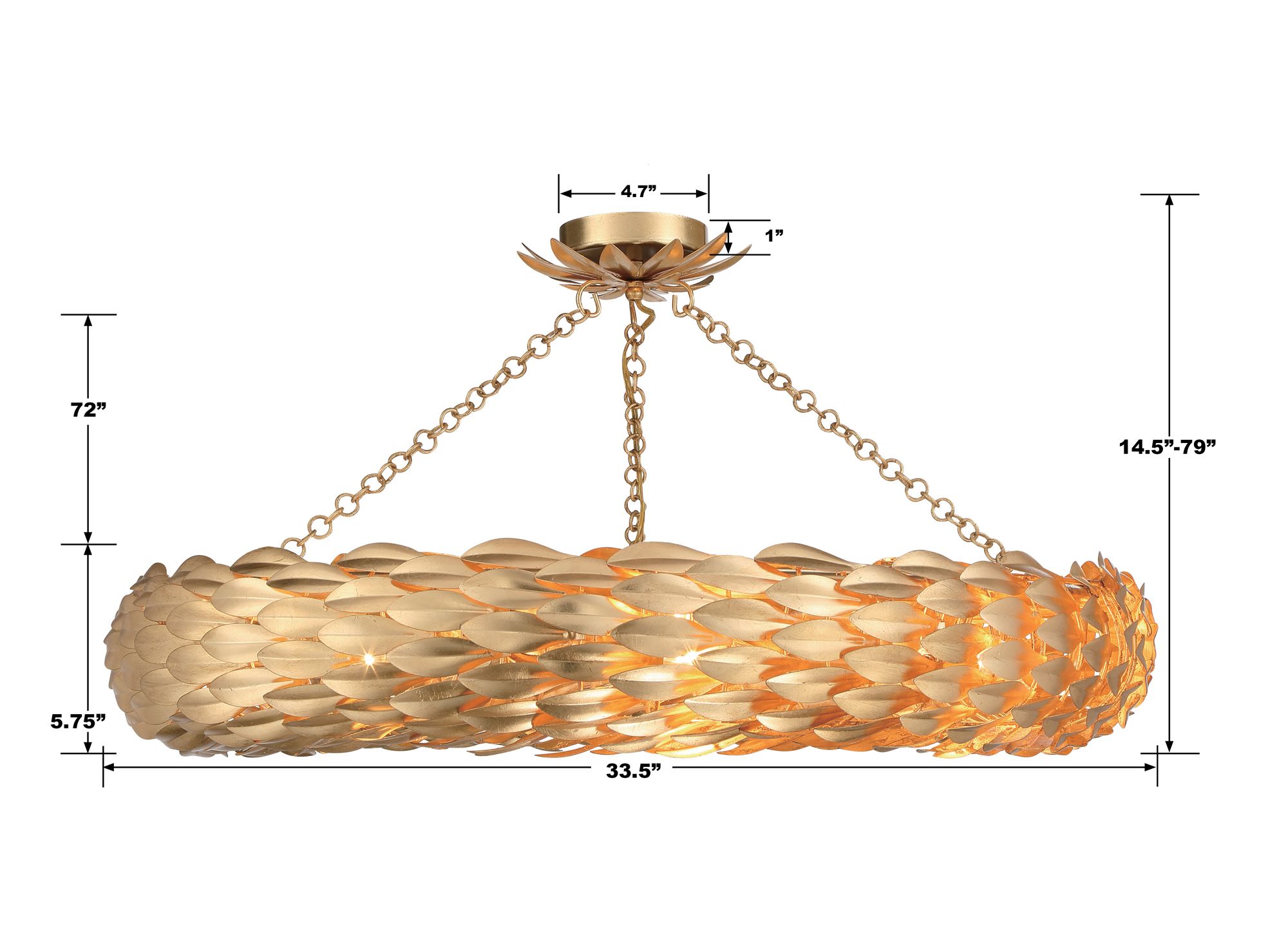 Image 7 Crystorama Broche 33.5'' Antique Gold Semi Flush Mount more views