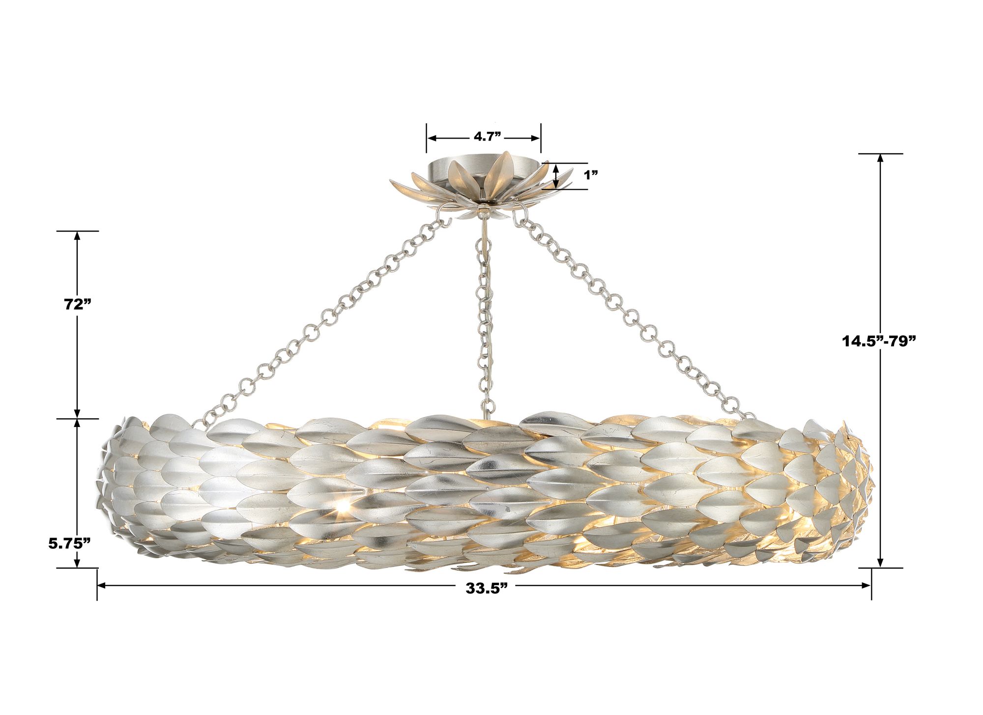 Image 5 Crystorama Broche 33.5'' Antique Silver Semi Flush Mount more views