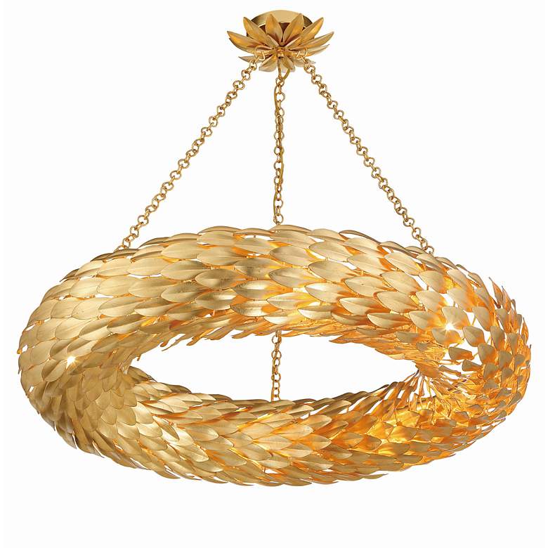 Image 5 Crystorama Broche 33 1/2" Antique Gold Feather 8-Light Ring Chandelier more views