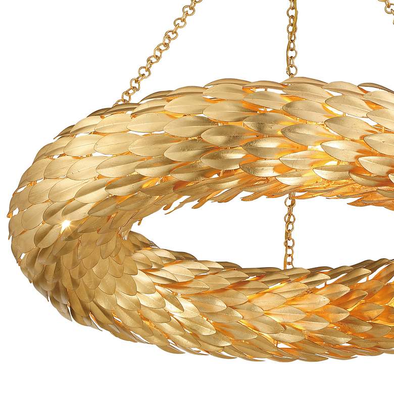 Image 6 Crystorama Broche 33 1/2" Antique Gold Feather 8-Light Ring Chandelier more views