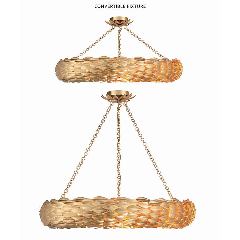 Image 7 Crystorama Broche 33 1/2" Antique Gold Feather 8-Light Ring Chandelier more views