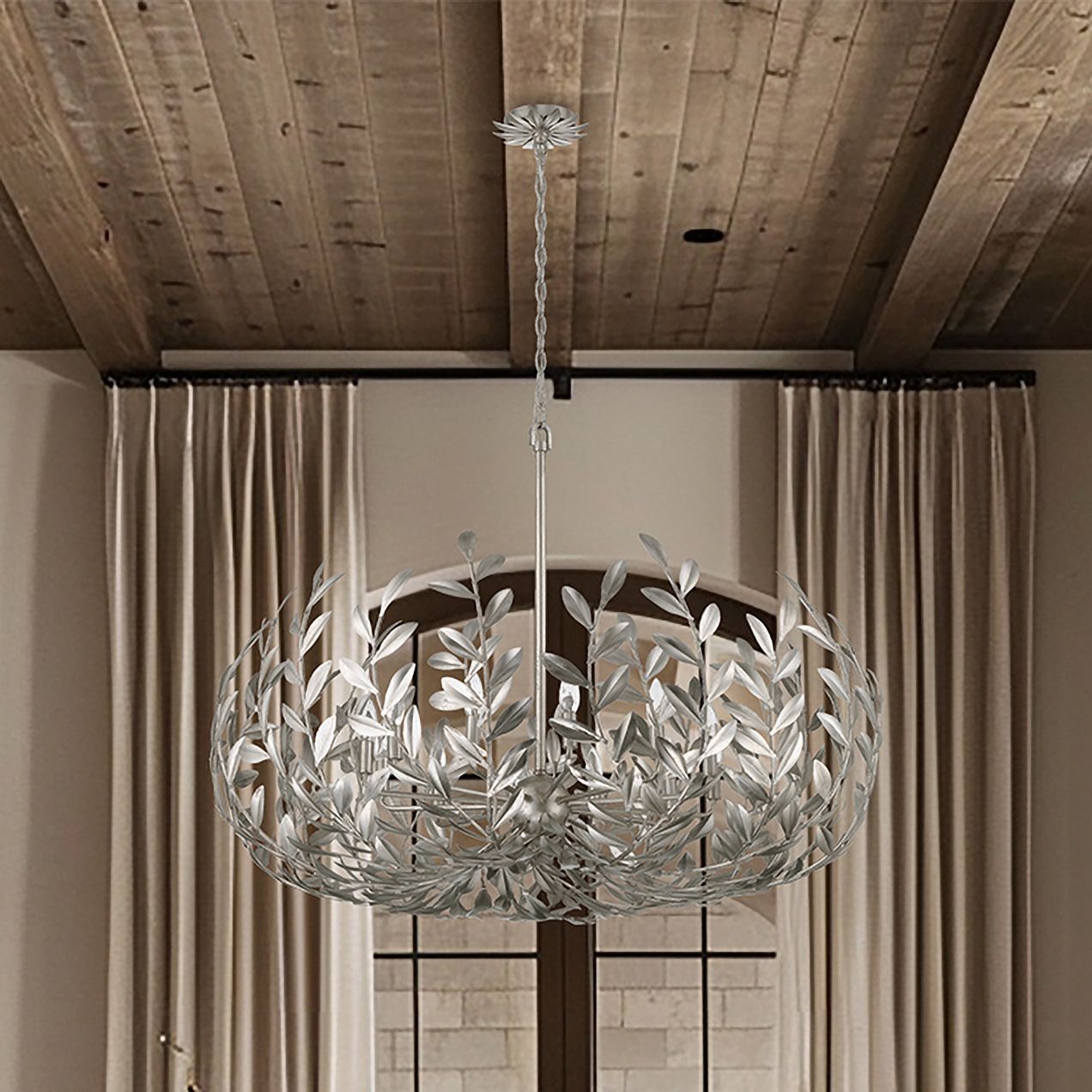 Crystorama Broche 42'' Antique Silver Chandelier