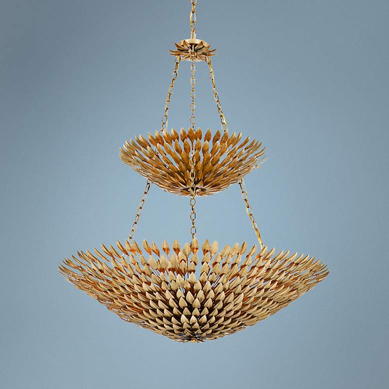 Image 1 Crystorama Broche 47 1/4 inchW Antique Gold 2-Tier Chandelier