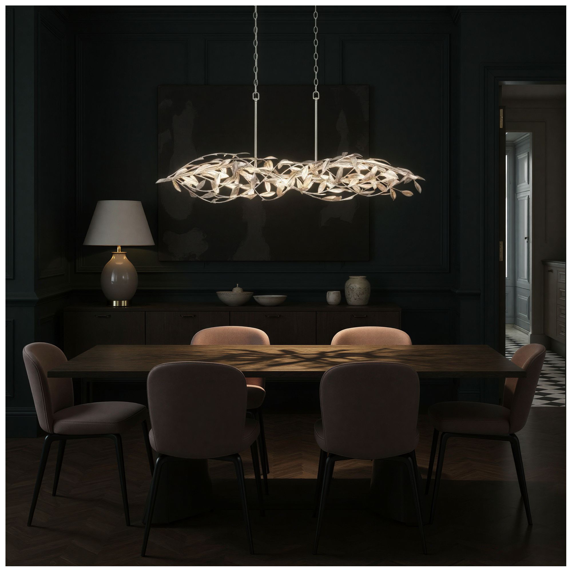 Image 6 Crystorama Broche 50.5'' Antique Silver Linear Chandelier more views