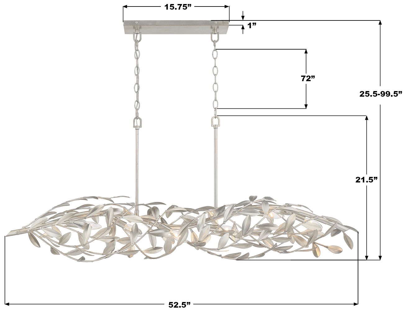 Image 7 Crystorama Broche 50.5'' Antique Silver Linear Chandelier more views