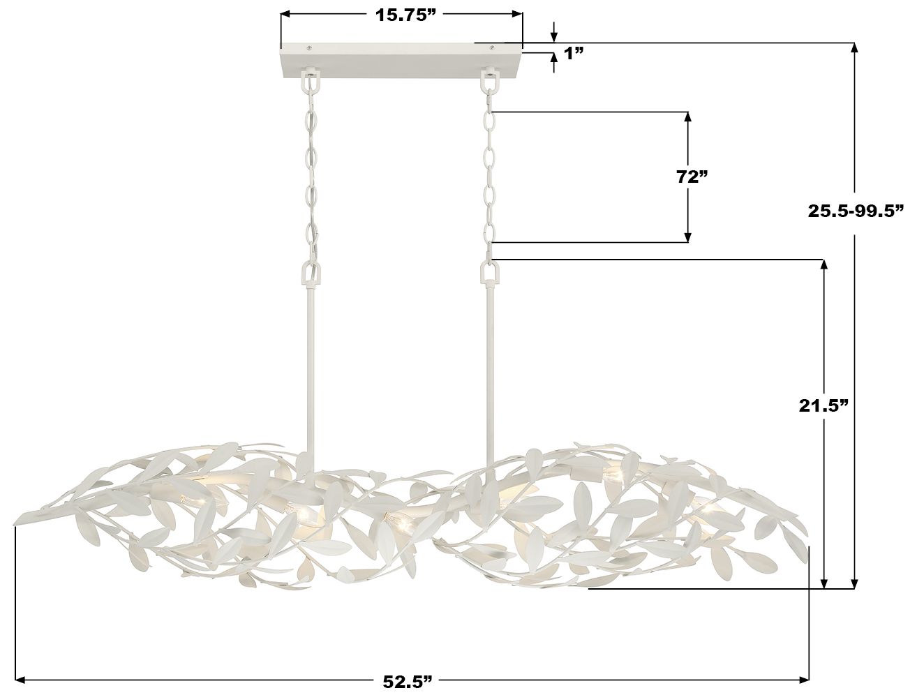 Image 7 Crystorama Broche 50.5'' Matte White Linear Chandelier more views