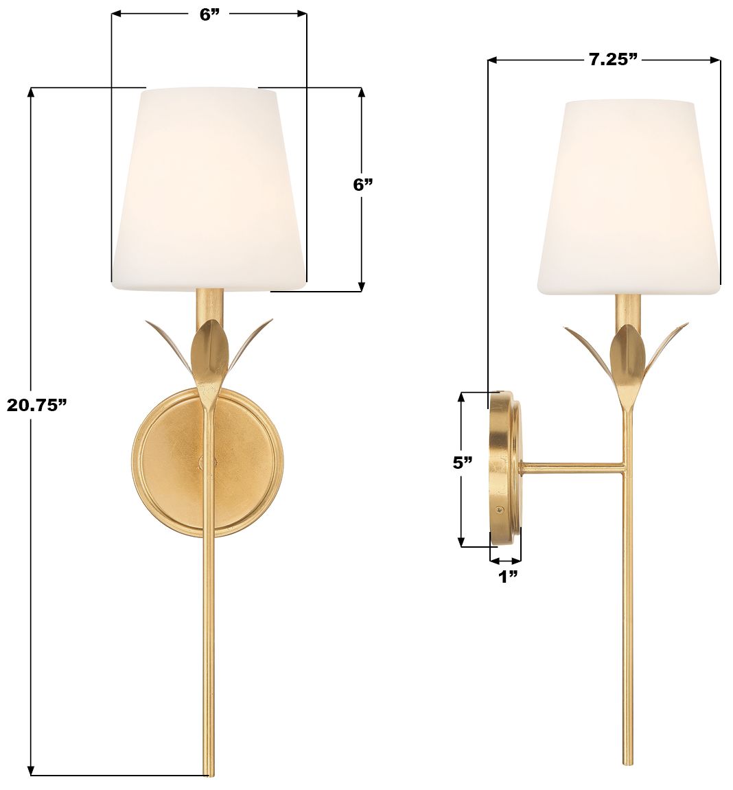 Crystorama Broche 6'' Antique Gold Sconce