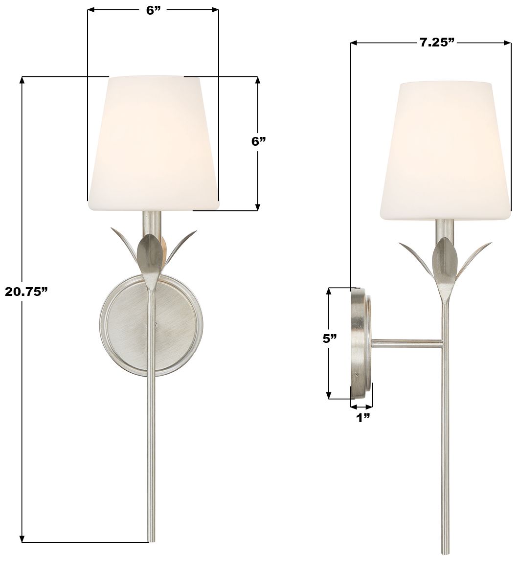 Crystorama Broche 6'' Antique Silver Sconce