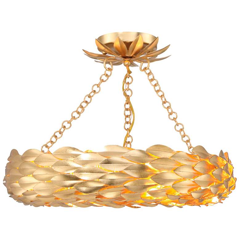Image 1 Crystorama Broche 6 Light Antique Gold Semi Flush Mount