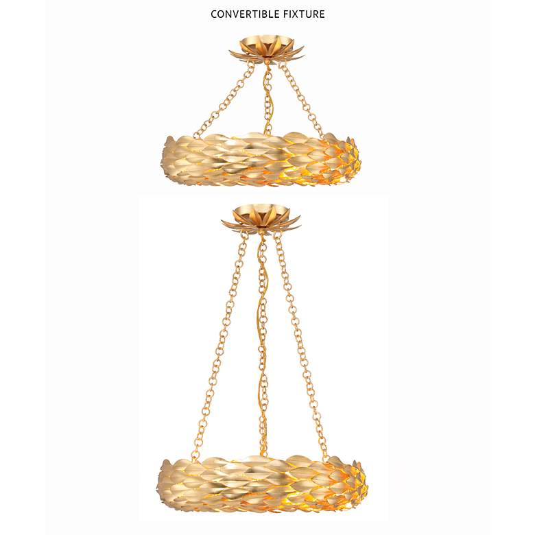 Image 2 Crystorama Broche 6 Light Antique Gold Semi Flush Mount more views