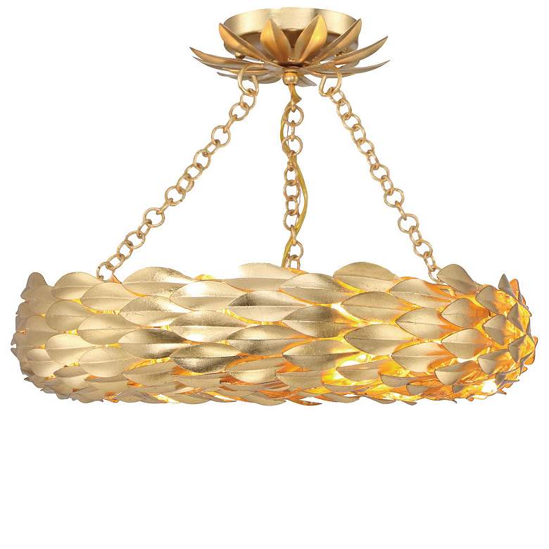 Image 3 Crystorama Broche 6 Light Antique Gold Semi Flush Mount more views