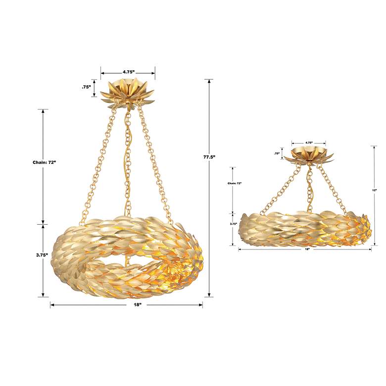 Image 5 Crystorama Broche 6 Light Antique Gold Semi Flush Mount more views