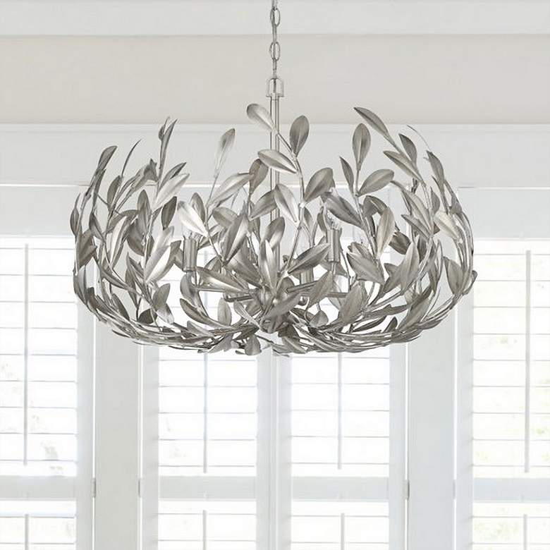 Image 2 Crystorama Broche 6 Light Antique Silver Chandelier