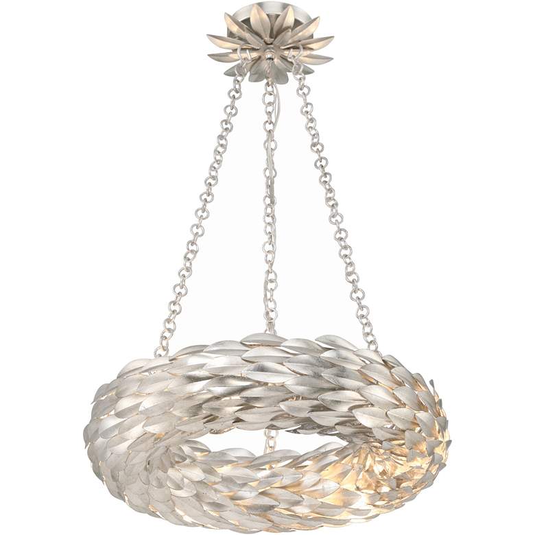 Image 1 Crystorama Broche 6 Light Antique Silver Chandelier
