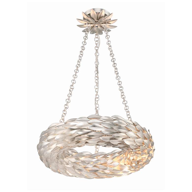 Image 1 Crystorama Broche 6 Light Antique Silver Chandelier