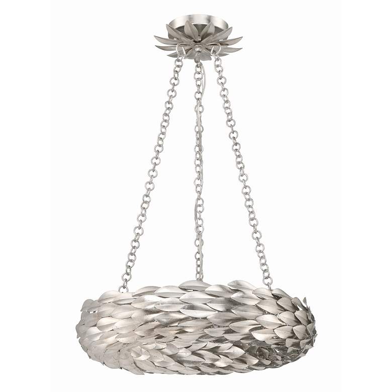 Image 3 Crystorama Broche 6 Light Antique Silver Chandelier more views