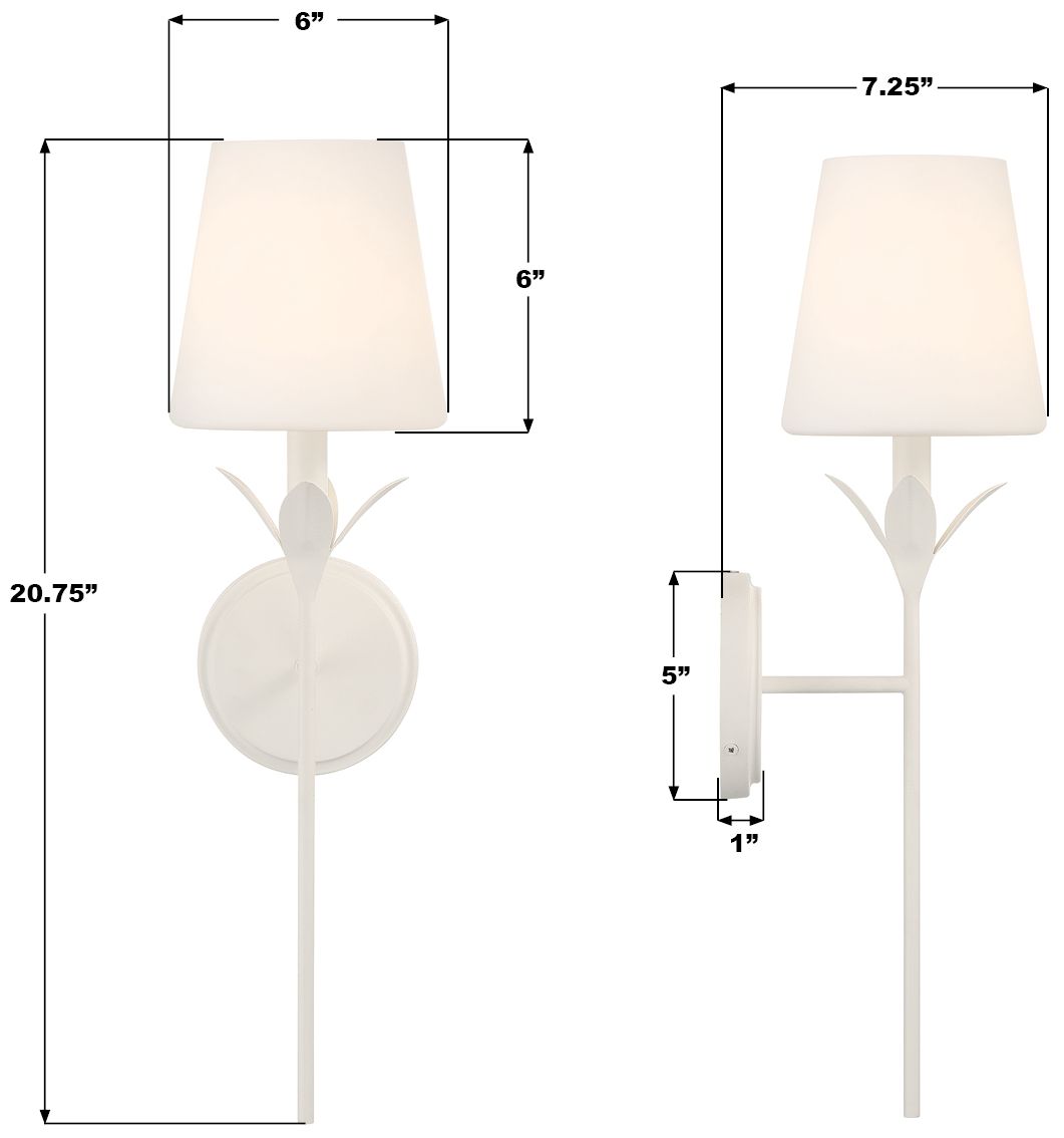 Crystorama Broche 6in.  Matte White Scon