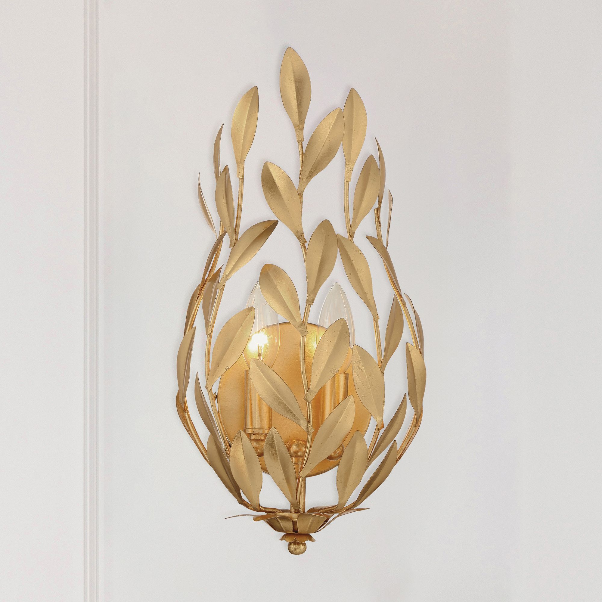 Crystorama Broche 8.25'' Antique Gold Sconce