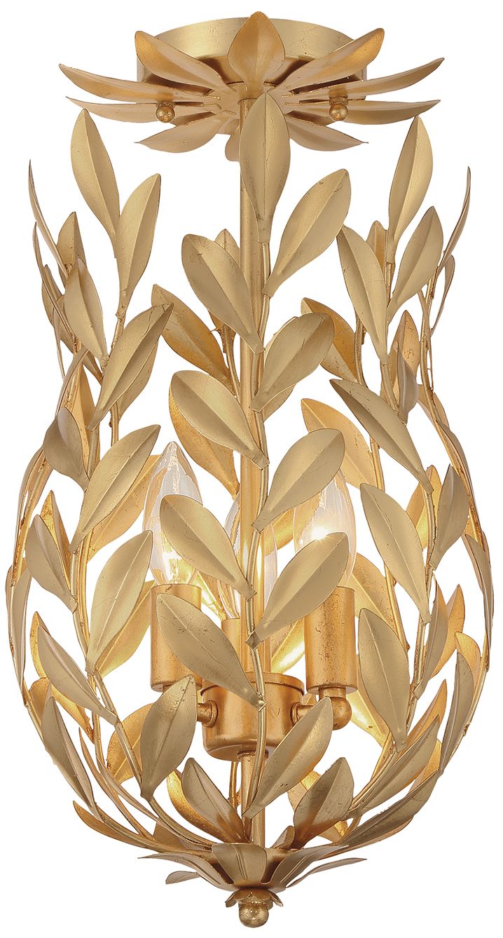 Image 2 Crystorama Broche 9.5'' Antique Gold Semi Flush Mount