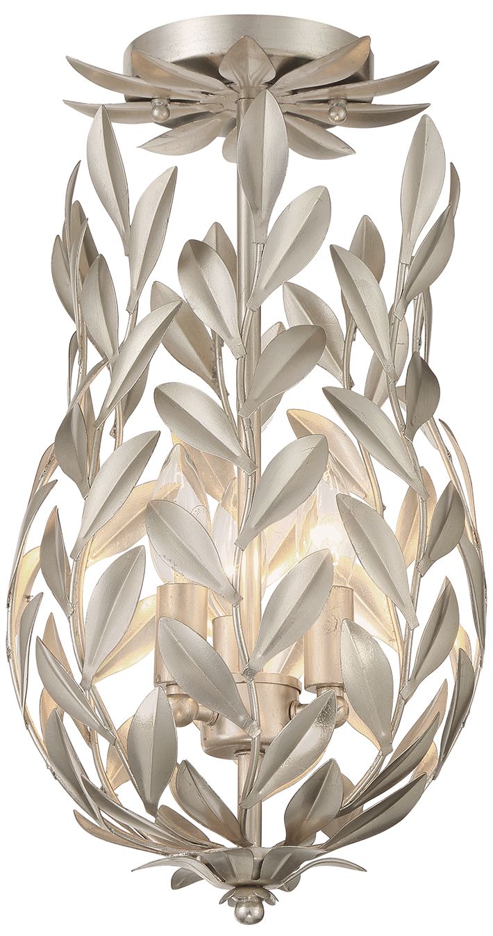 Image 2 Crystorama Broche 9.5'' Antique Silver Semi Flush Mount