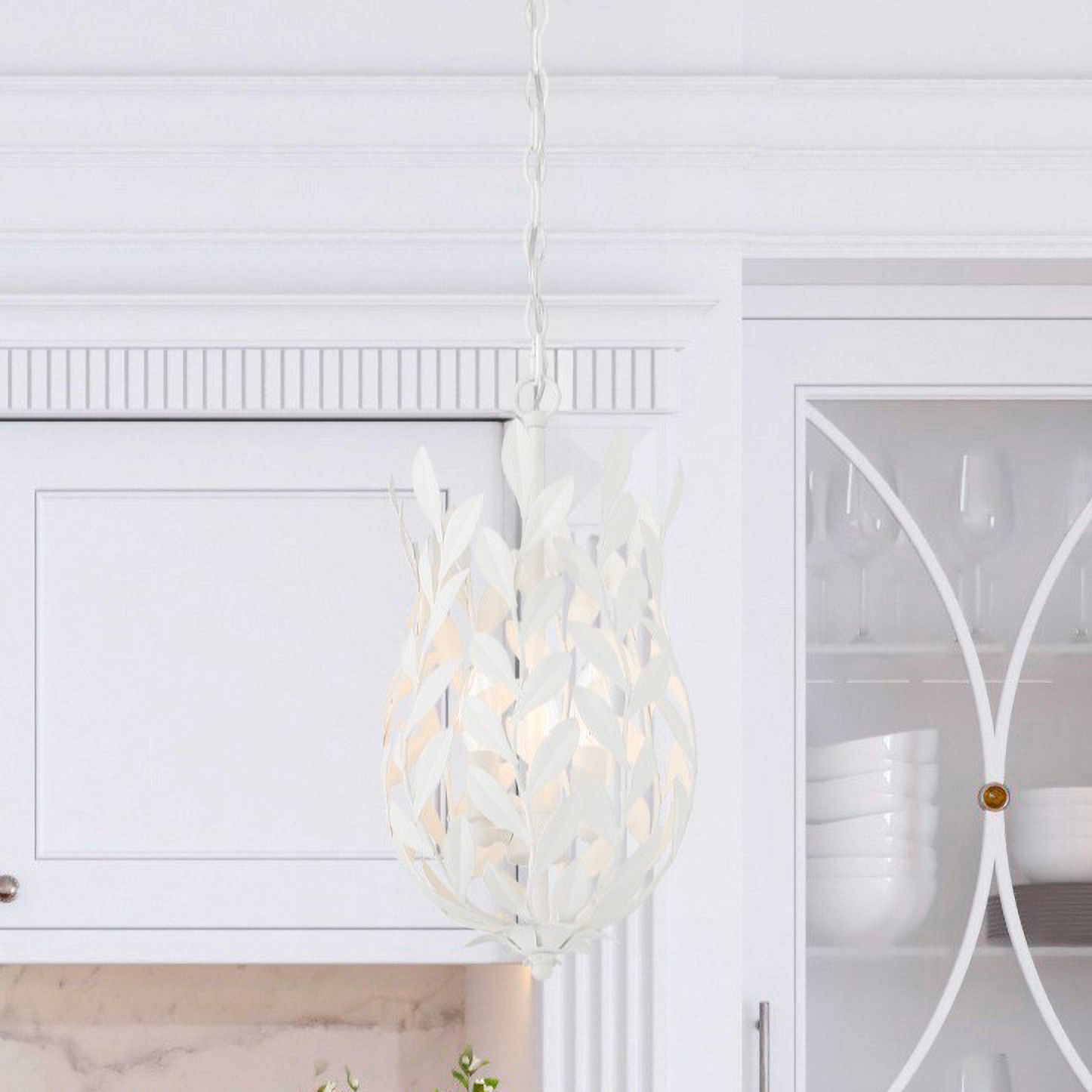 Crystorama Broche 9.5'' Matte White Pendant