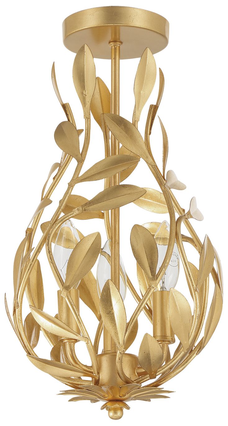 Image 3 Crystorama Broche 9'' Antique Gold Semi Flush Mount more views