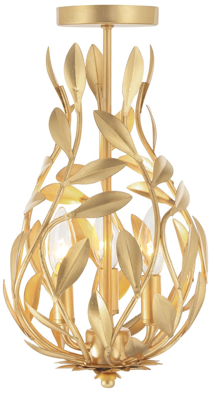 Image 4 Crystorama Broche 9'' Antique Gold Semi Flush Mount more views