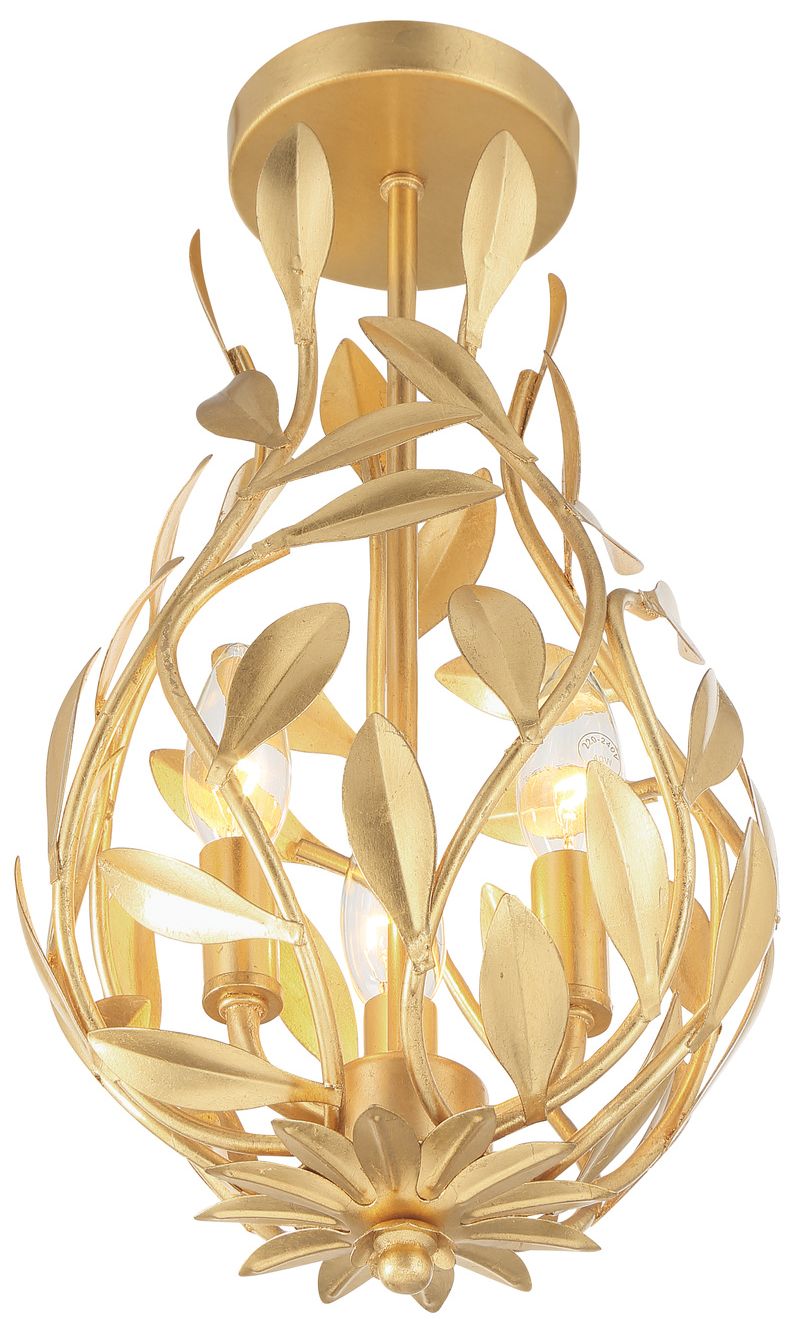 Image 5 Crystorama Broche 9'' Antique Gold Semi Flush Mount more views